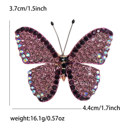 Alloy Butterfly Brooch with Rhinestones for Women's Elegant Outerwear