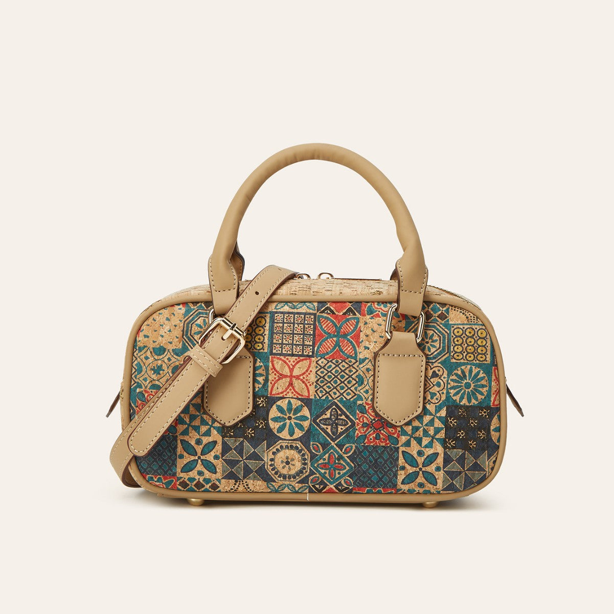 Vintage Multi-Element Ethnic Style Cork Print Tote Bag