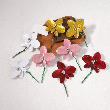 Statement Enamel Flower Dangle Earrings Resort Chic