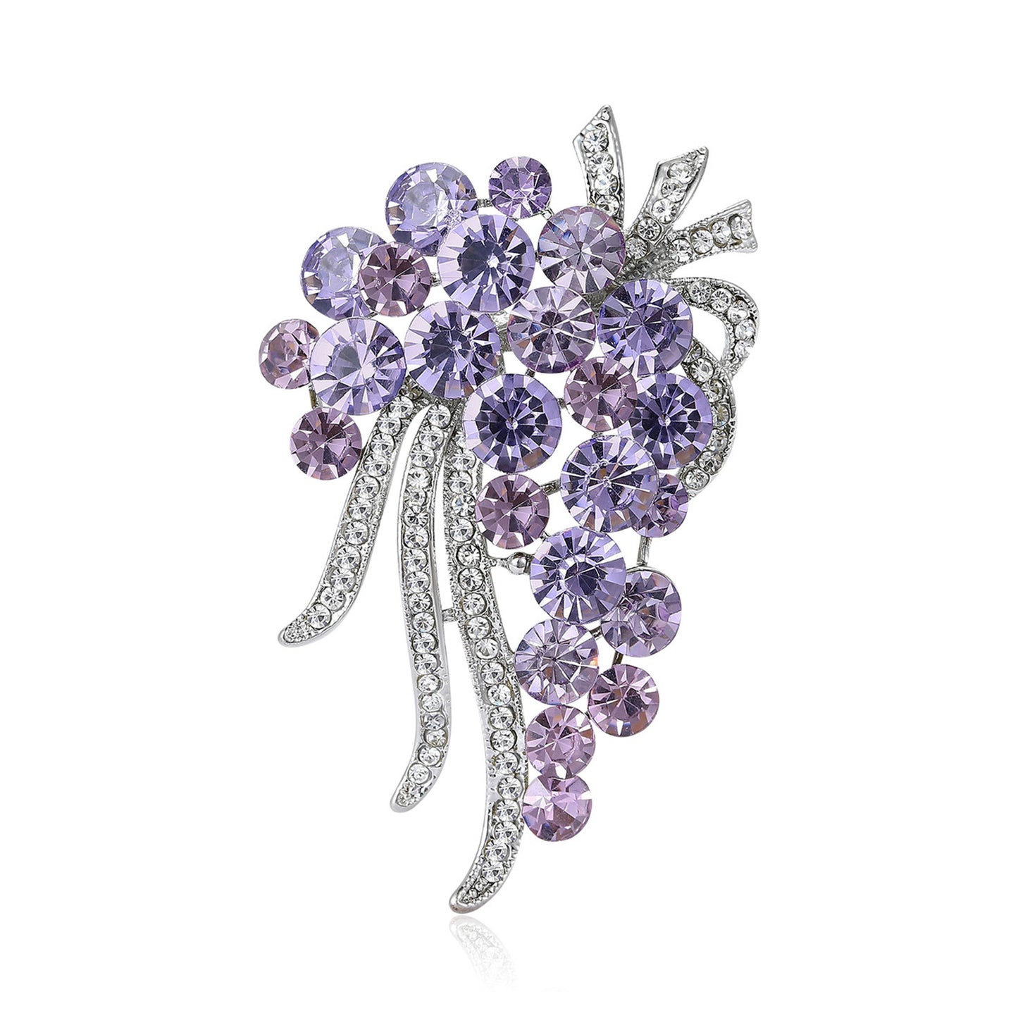Floral Brooch Pin with Rhinestones Elegant Women's Accessory