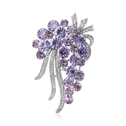 Floral Brooch Pin with Rhinestones Elegant Women's Accessory