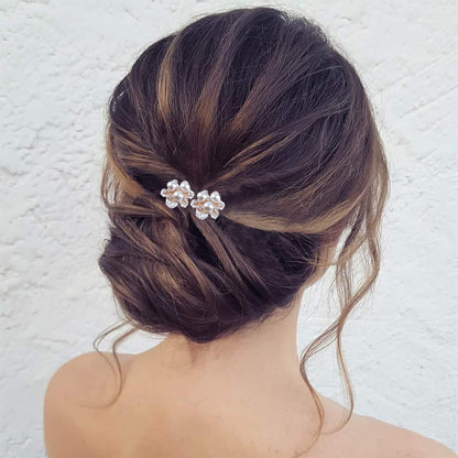 Handmade Pearl Daisy Hairpins U Shaped Hair Fork Bridal Hairpiece