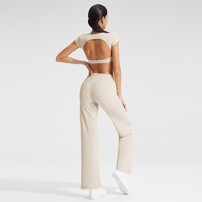 Backless Sports T-Shirt Set with Removable Pads for Women