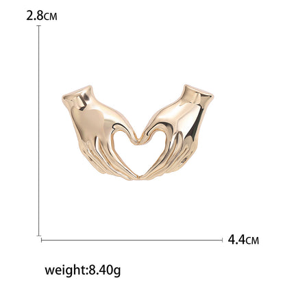 Elegant Hand Heart Brooch - Simple Retro Accessories