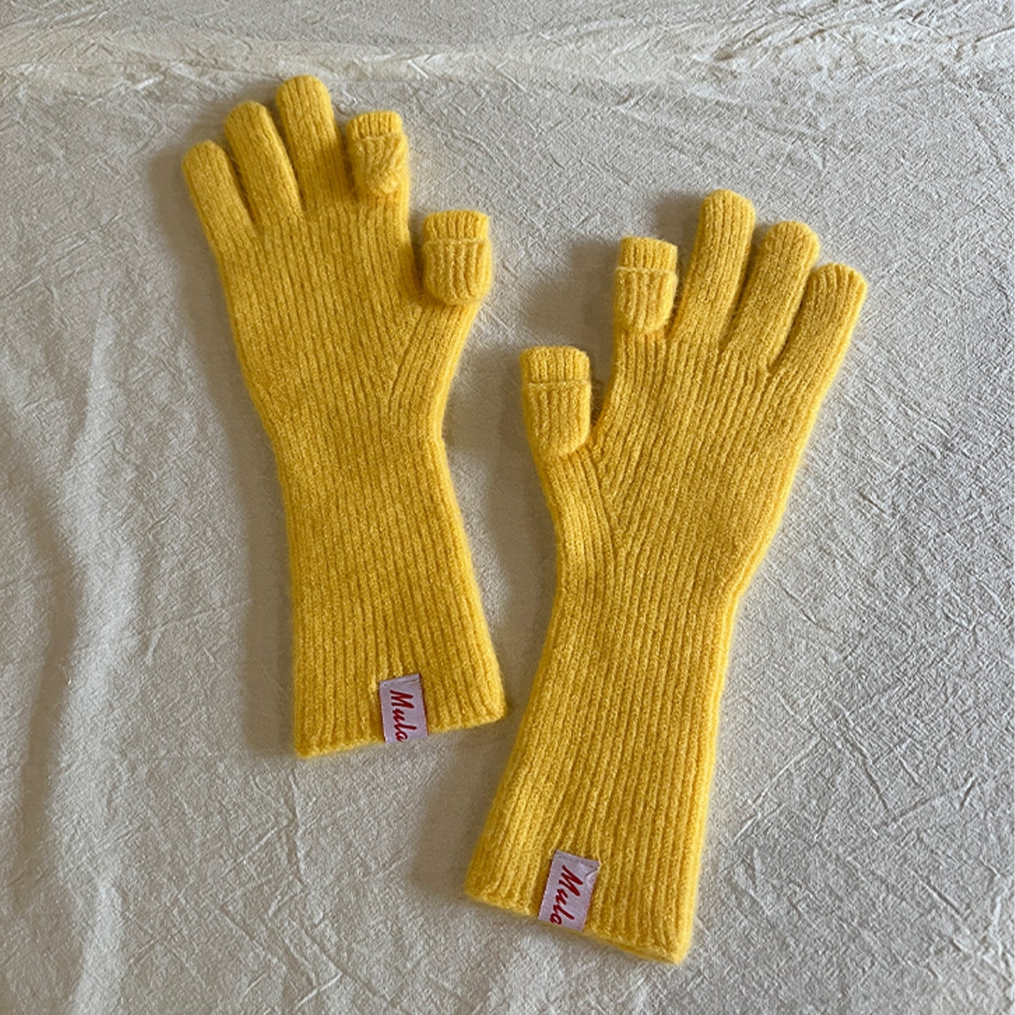 Knitted Wool Fingerless Gloves for Women