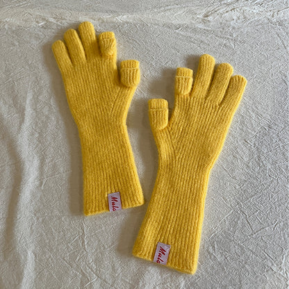 Knitted Wool Fingerless Gloves for Women
