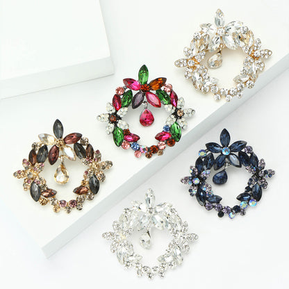 High-End Crystal Floral Brooch Fashionable Coat Pin
