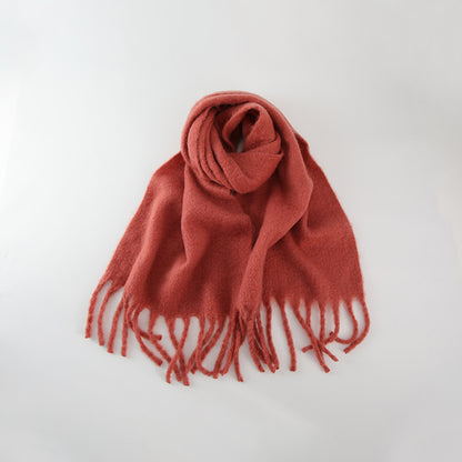 Chic Solid Color Faux Cashmere Scarf With Tassels for Women