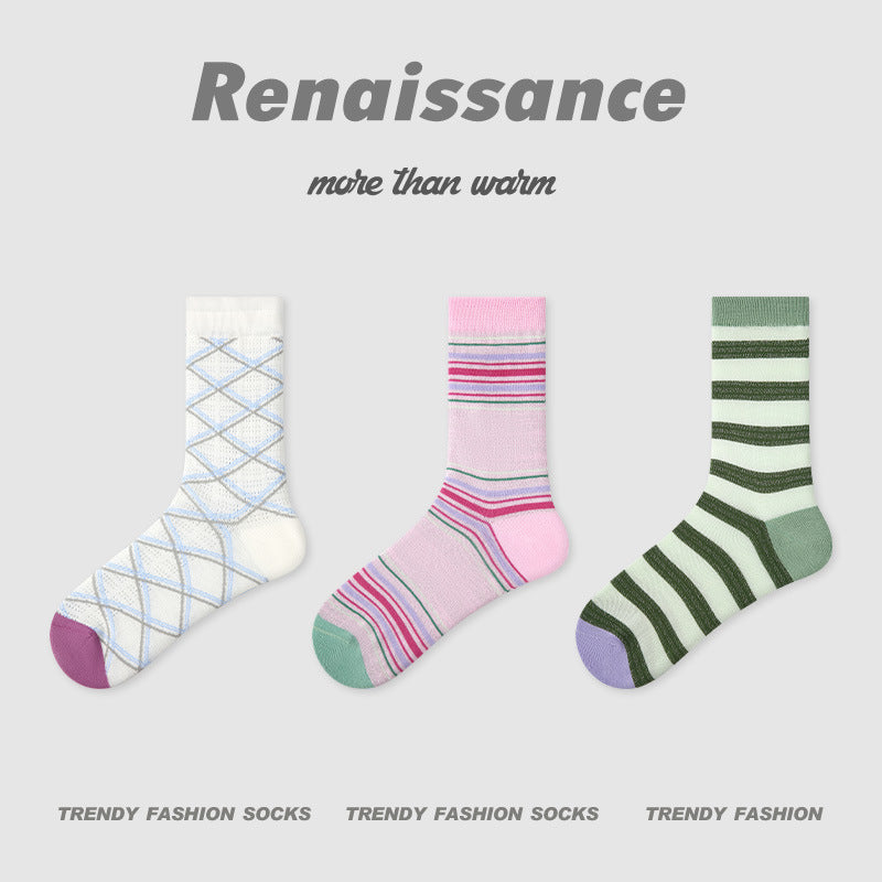 Socks Diamond Mesh Cotton Moisture Wicking Casual
