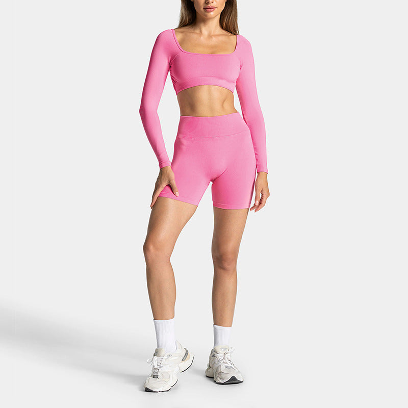 Adjustable Backless Long Sleeve Yoga Top and Bottom Set