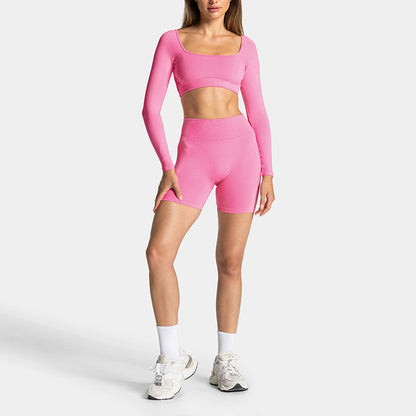 Adjustable Backless Long Sleeve Yoga Top and Bottom Set