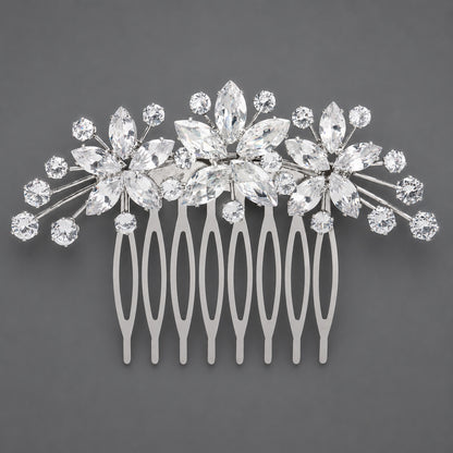 Vintage Floral Zircon Hair Comb Elegant Bridal Headpiece