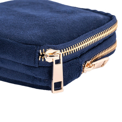 Velvet Jewelry Organizer Pouch Tassel Zipper Travel