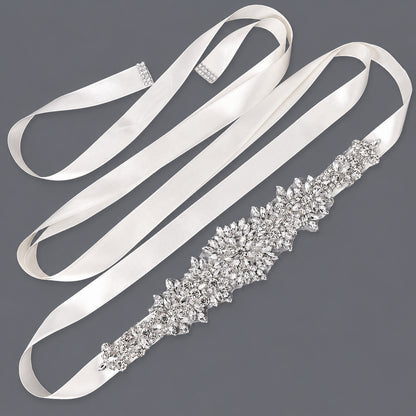 Fashion Vintage Rhinestone Satin Sash Belt for Brides and Evening Gowns