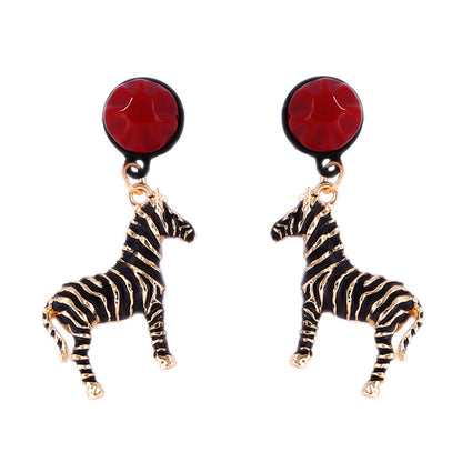 Zinc Alloy Zebra Enamel Drop Earrings