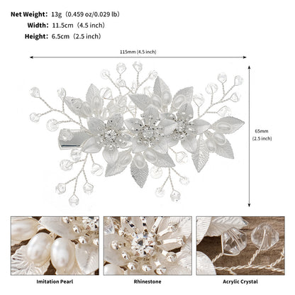 Handmade Floral Pearl Hair Clips for Weddings and Parties