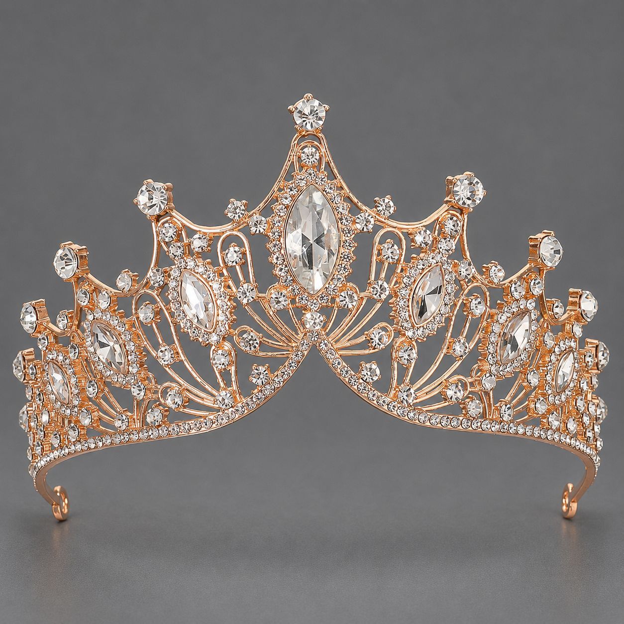 Baroque Style Crystal Crown for Weddings and Parties