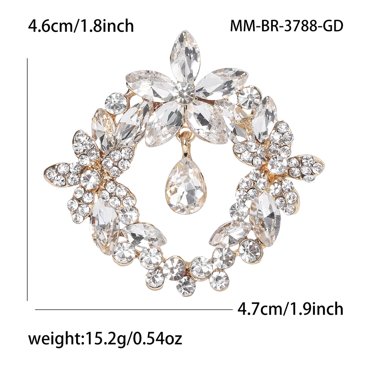 High-End Crystal Floral Brooch Fashionable Coat Pin