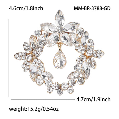 High-End Crystal Floral Brooch Fashionable Coat Pin