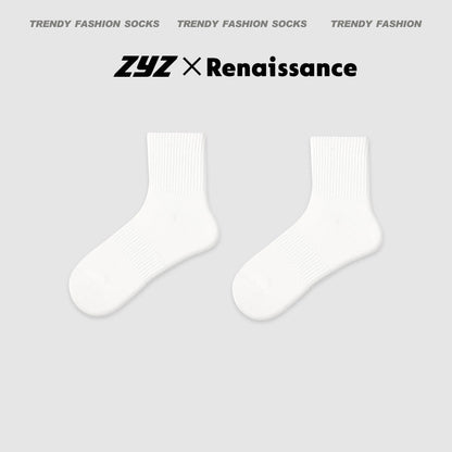 Seamless Mid Calf Floral Antibacterial Cotton Socks