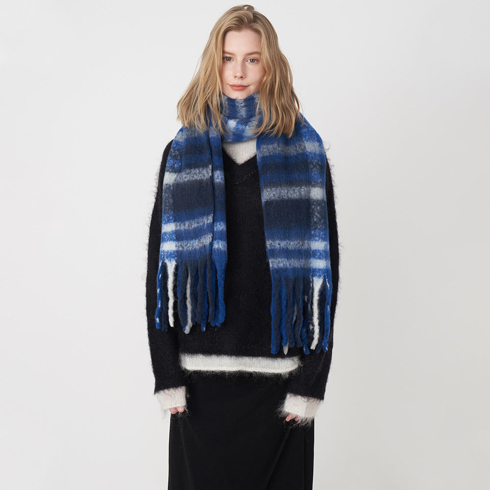 Soft Cashmere Feel Plaid Scarf for Women - Vintage Style