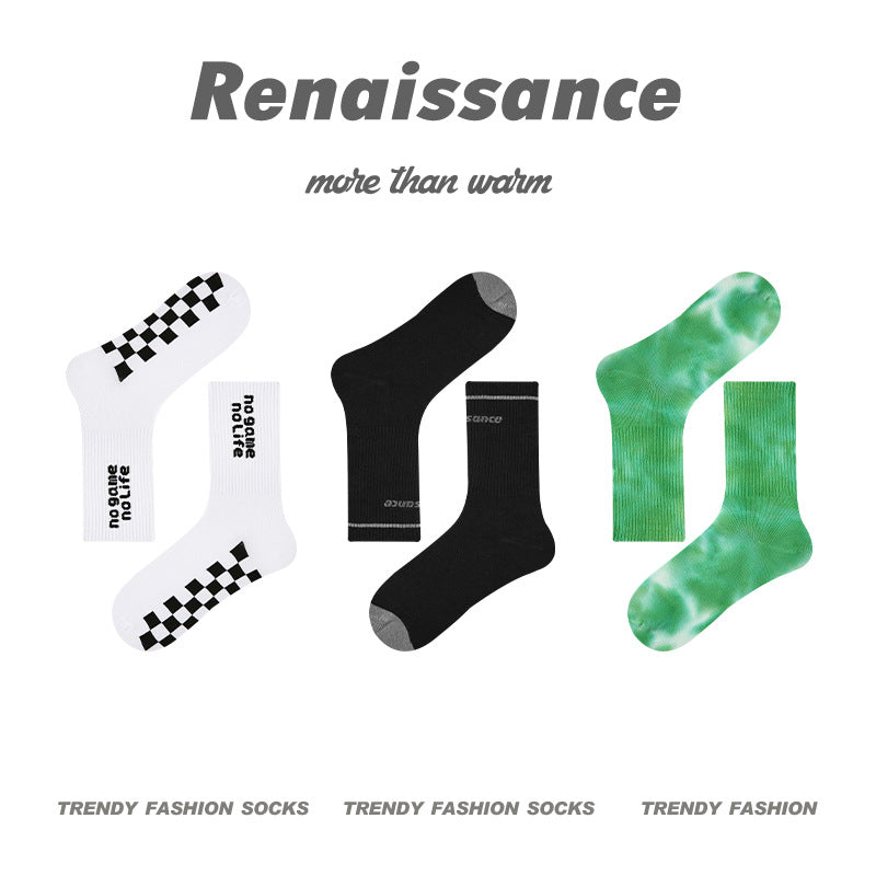 Men's Moisture Wicking Combed Cotton Letter Print Socks