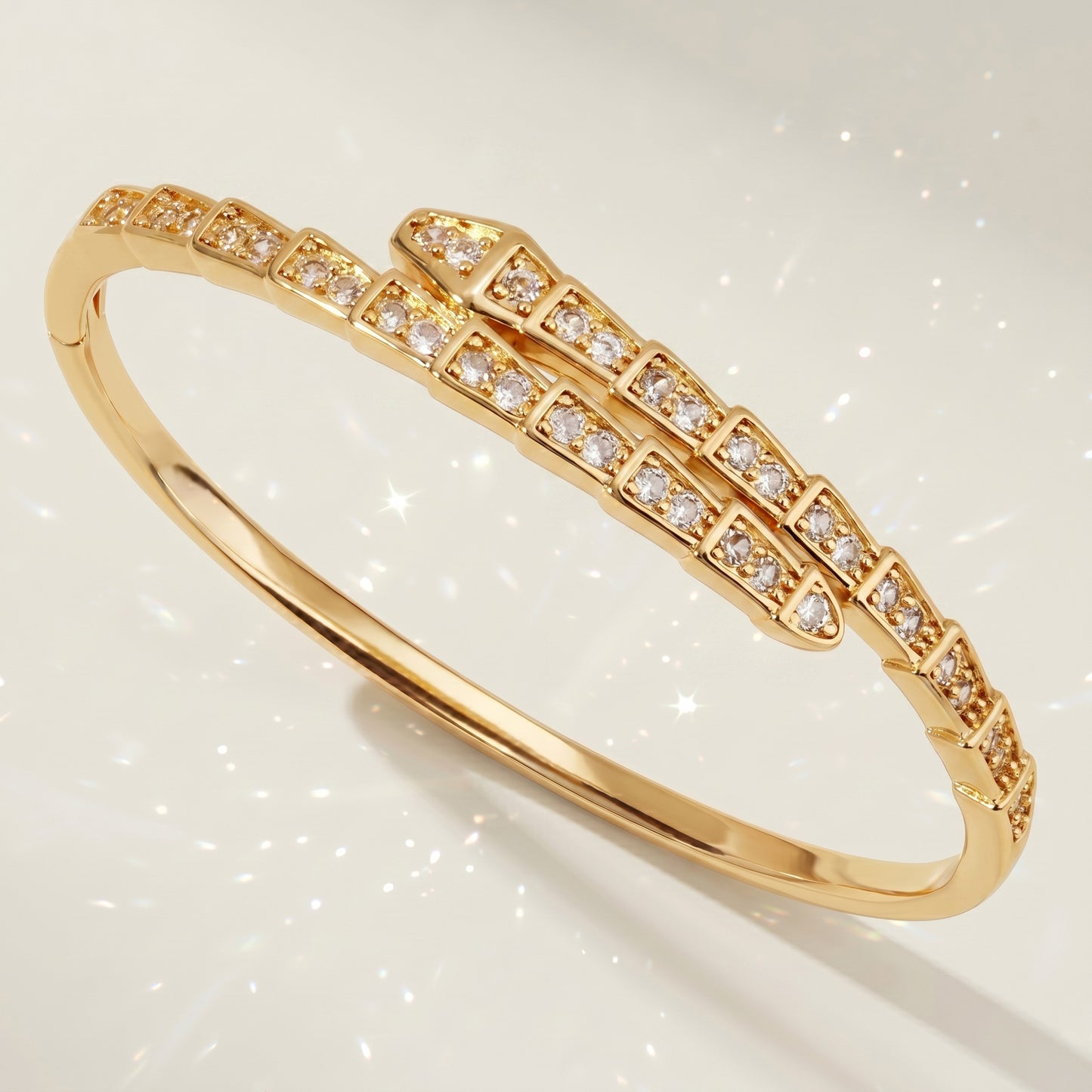 High-End Zirconia Stone Bangle with Nail Design for Weddings and Parties