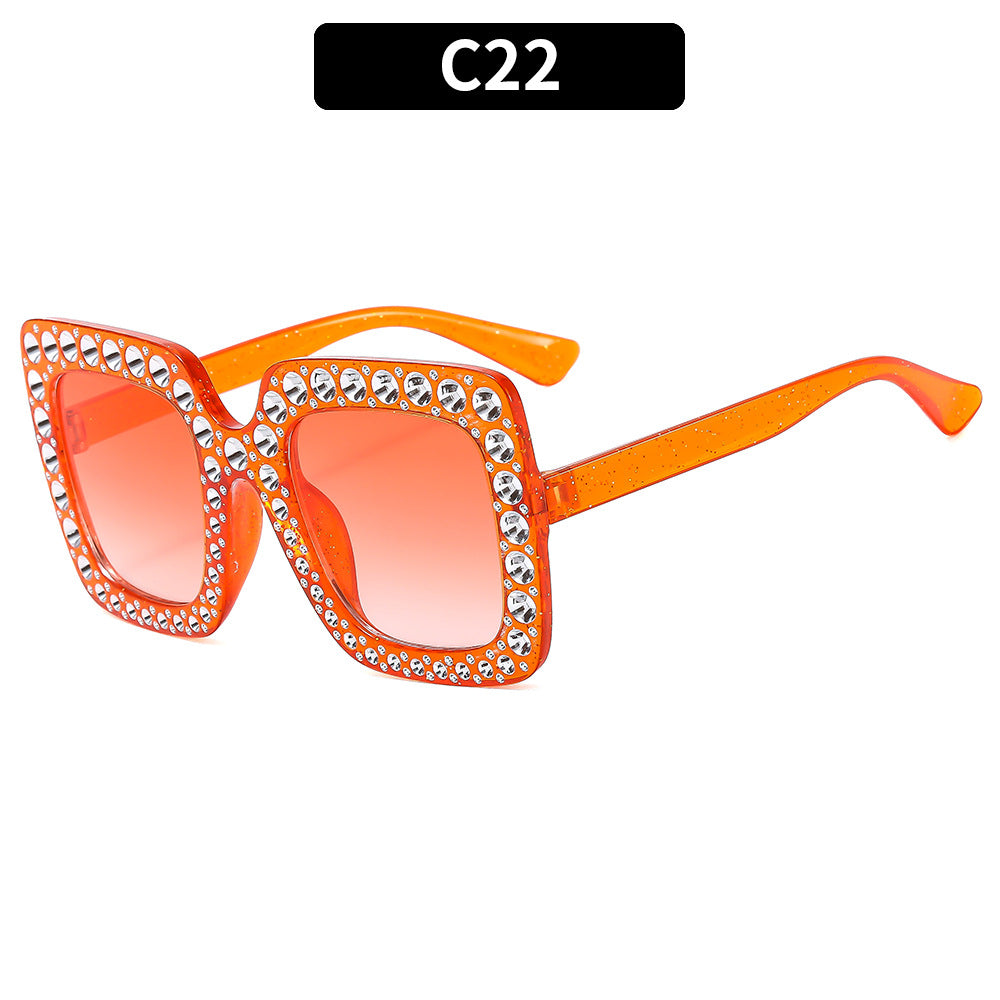 Colorful Square Rhinestone Sunglasses Trendy Bling Shade
