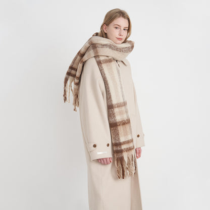 Classic Plaid Scarf Cozy Warm Fringed Neck Wrap