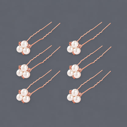 Handcrafted Pearl Hairpins With Rhinestones For Weddings