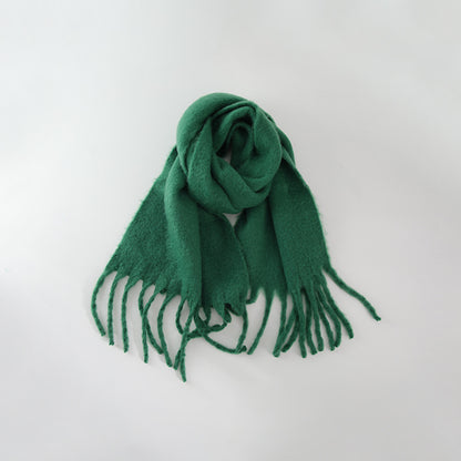 Chic Solid Color Faux Cashmere Scarf With Tassels for Women