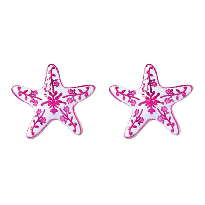 Enamel Star Stud Earrings Stainless Steel Elegant