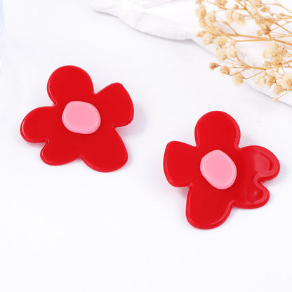 Acrylic Cartoon Flower Stud Earrings Lightweight Commuter