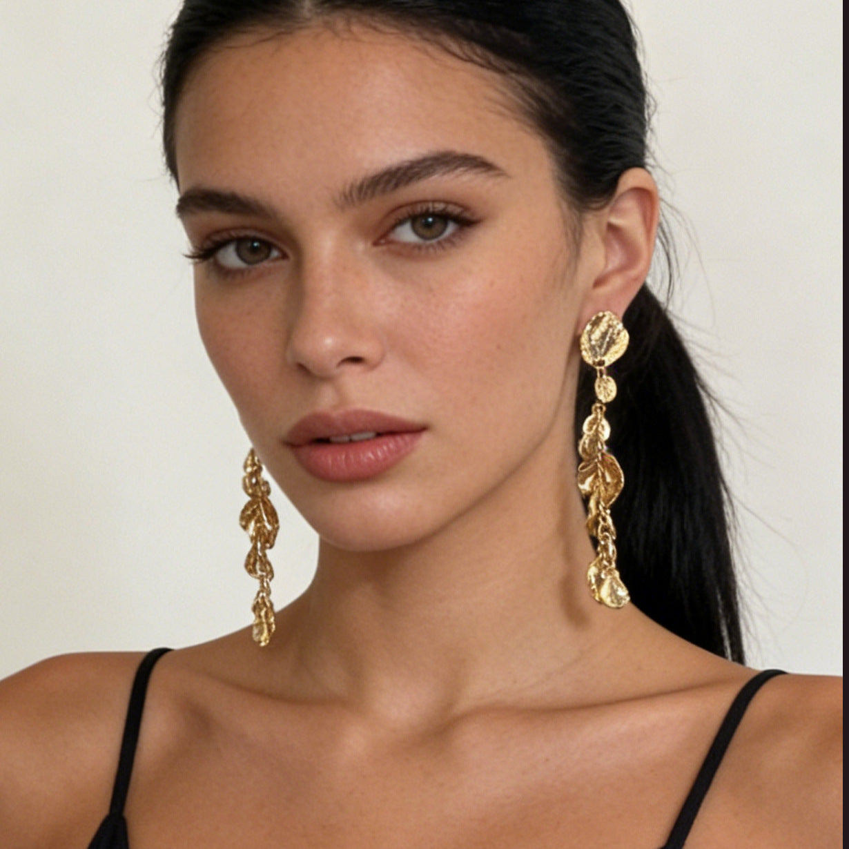 Long Geometric Round Drop Earrings Lightweight Urban