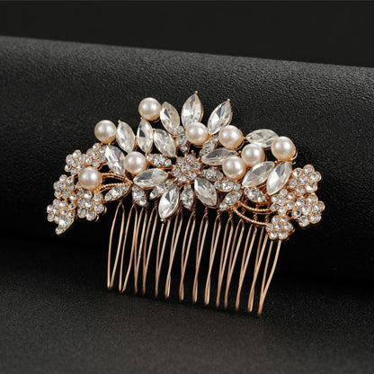 Minimalist Pearl Rhinestone Wedding Hair Comb