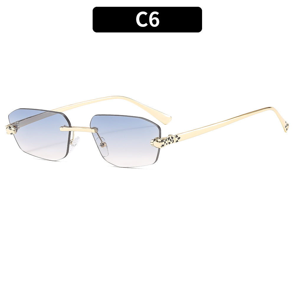 Fashionable Metal Frame Leopard Sunglasses Unisex Stylish UV400 Protection
