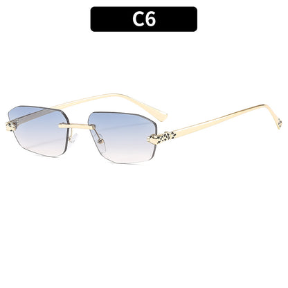 Fashionable Metal Frame Leopard Sunglasses Unisex Stylish UV400 Protection
