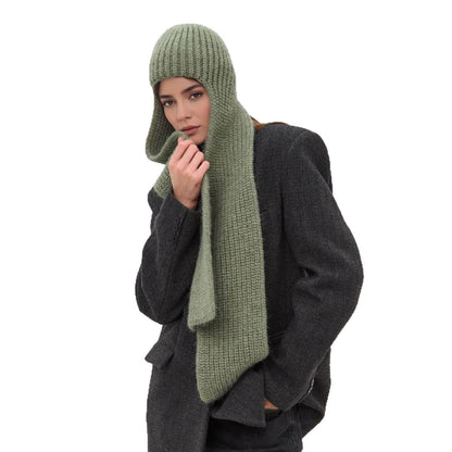 Unisex Knitted Hooded Scarf with Pockets - Stylish and Warm for Fall and Winter