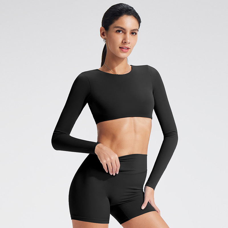 Backless Sports T-Shirt Set with Removable Pads for Women
