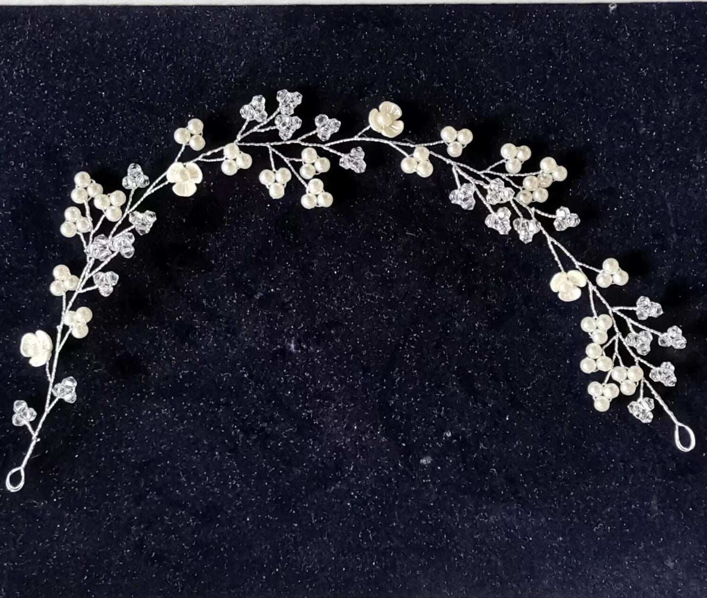 Transparent Handmade Pearl Flower Headband for Brides