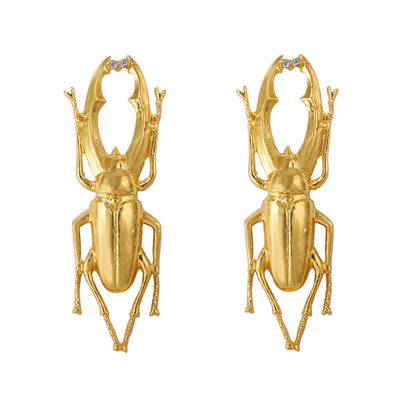 Alloy Beetle Stud Earrings Vintage Minimal Chic