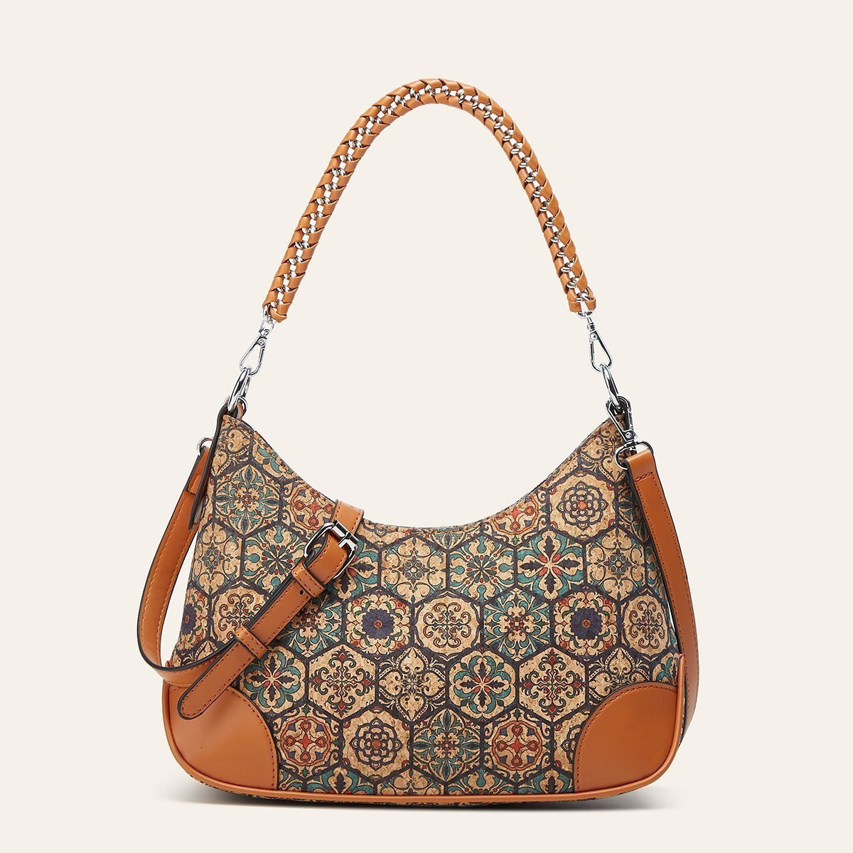 Trendy Ethnic-Inspired Cork Shoulder Bag