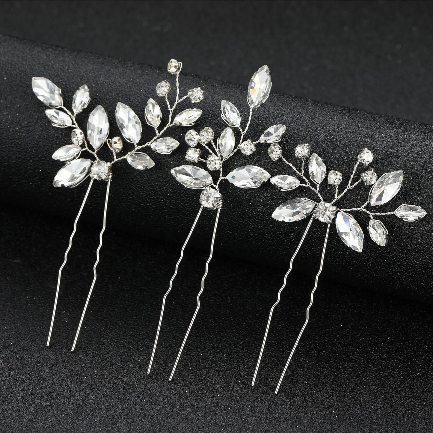 Irregular Crystal Hair Pins Set Metal Wedding Hair Accessory