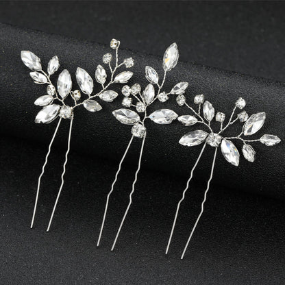 Irregular Crystal Hair Pins Set Metal Wedding Hair Accessory