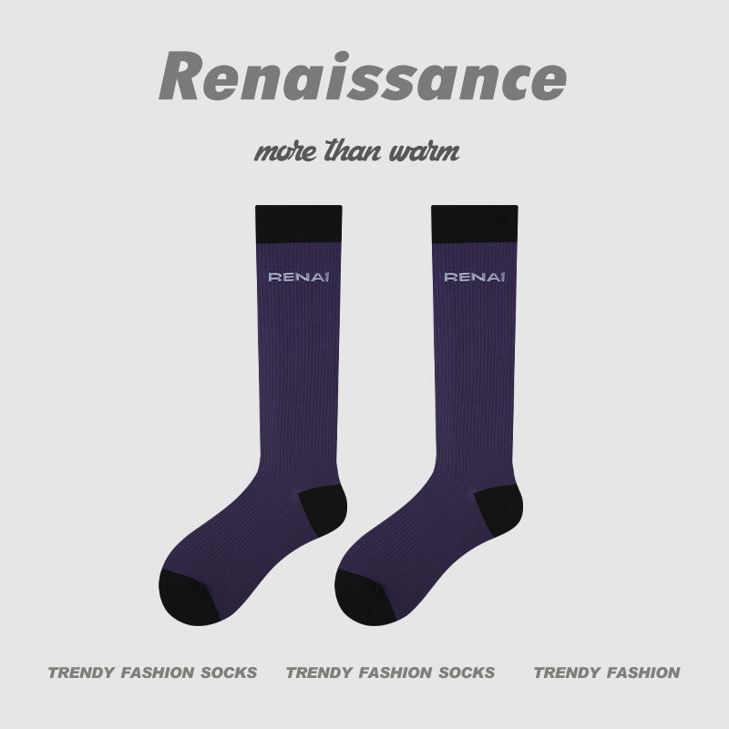 Compression Calf Socks Colorblock Breathable Fitness