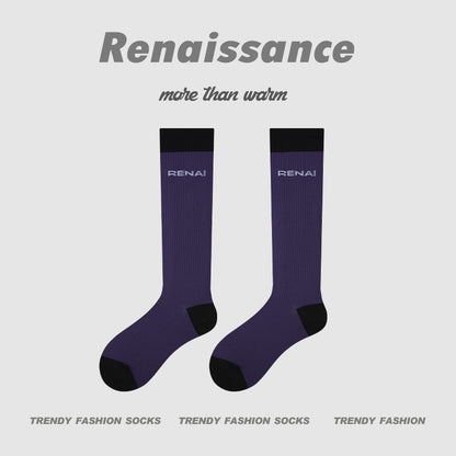 Compression Calf Socks Colorblock Breathable Fitness