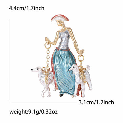 Fashionable Dog Walking Brooch Cute Cartoon Design Alloy Pin