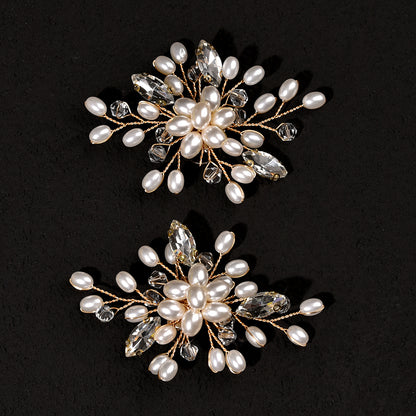 Trendy Pearl Rhinestone Handmade Shoe Clips