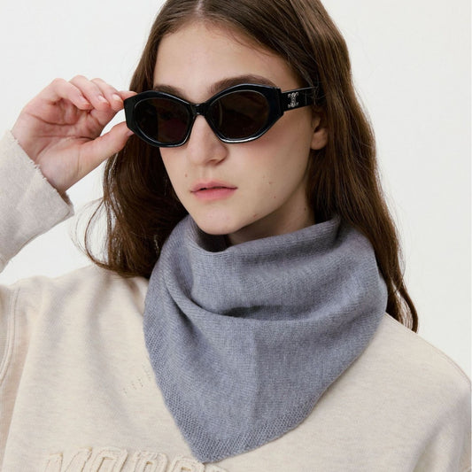 5% Cashmere Wool Knit Triangle Scarf Elegant Warm Shawl