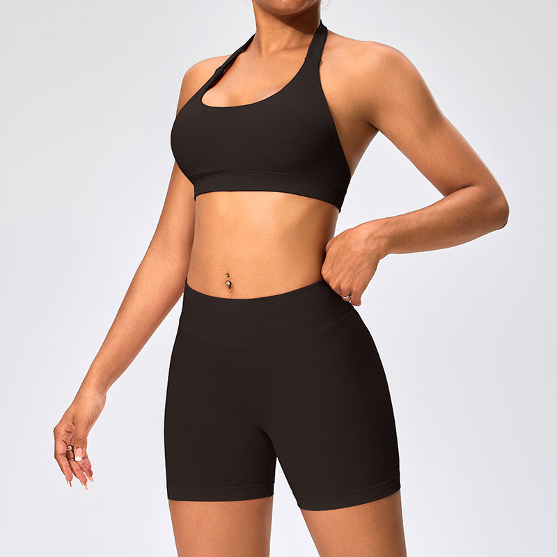 Women's Outdoor Yoga Set with Open Back Sports Bra and Pants